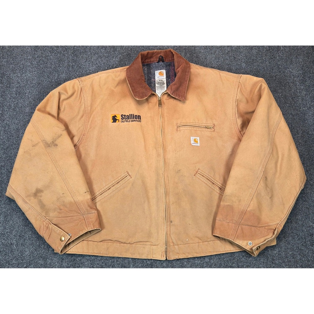 Carhartt J01 BRN Detroit Jacket Mens 54 Brown Duck Canvas Blanket Lined USA Made